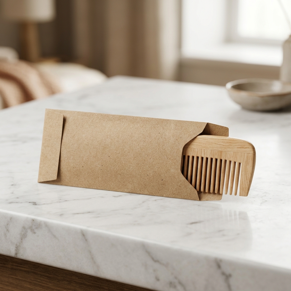 Деревянная расческа для отелей AMN-COMB-WOODEN-BAG в крафт-саше