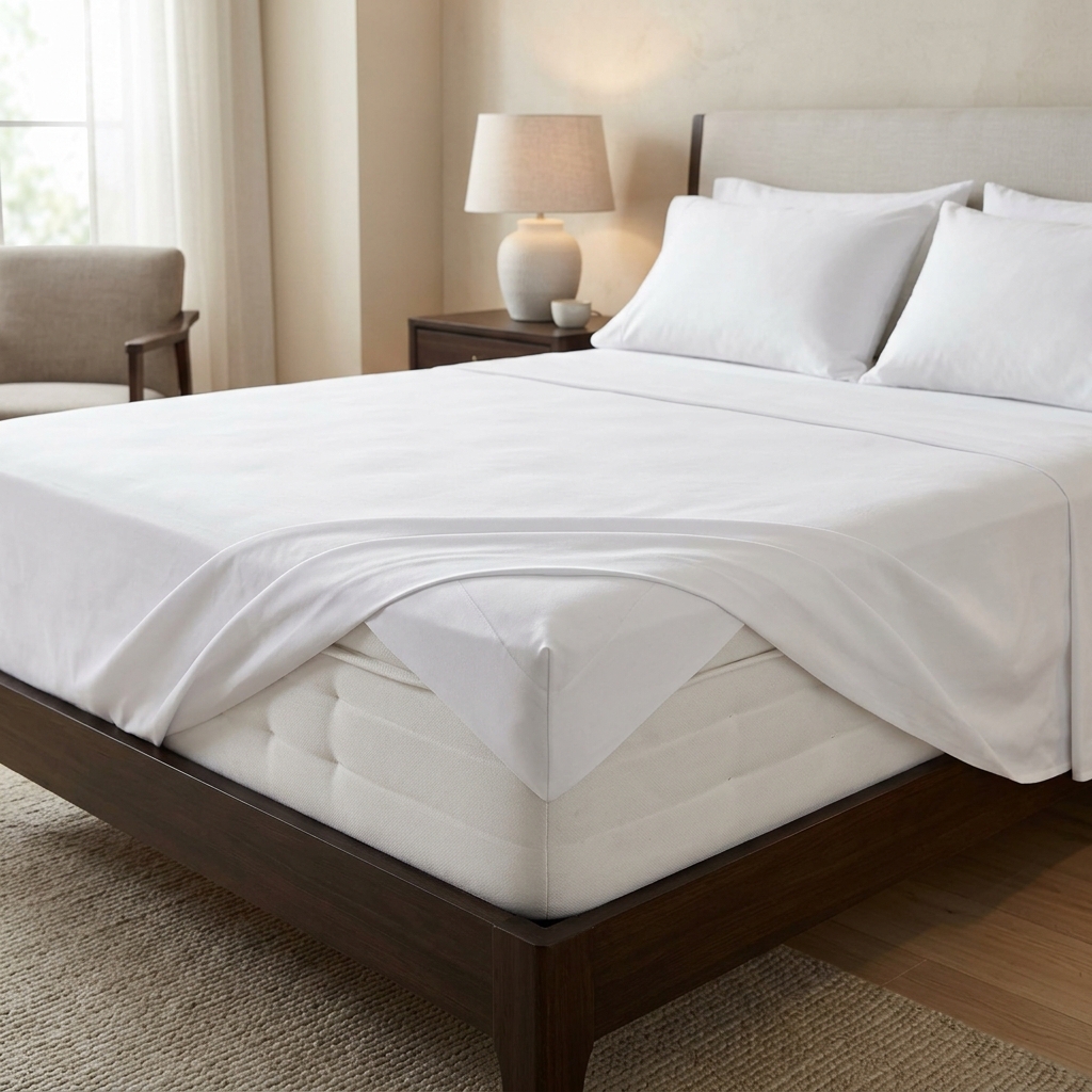 Простыня плоская 150x220 страйп-сатин бежевая